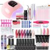 Nail Polish Set With Extend Poly nail Gel Semi-permanent varnish and UV LED Lamp and Stainless Steel Nails Tool Kits