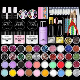 Nail Acrylic Powder 3D Nail Tips Carving Tools and Liquid Monomer Nails Art Decoration For Manicure Set Crystal Nail Glitter Kit (Type: ZH198-157)