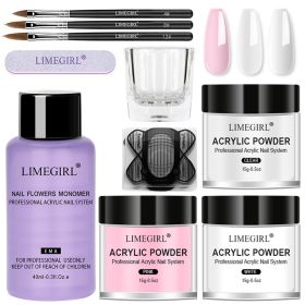 Nail Acrylic Powder and Liquid Monomer Nails Art Decoration For Manicure Set Kit Crystal Nail Glitter 3D Nail Tips Carving Tools (Type: ZH195)